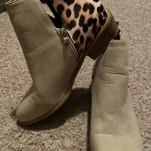 SHEIN Beige and Leopard Ankle Boots